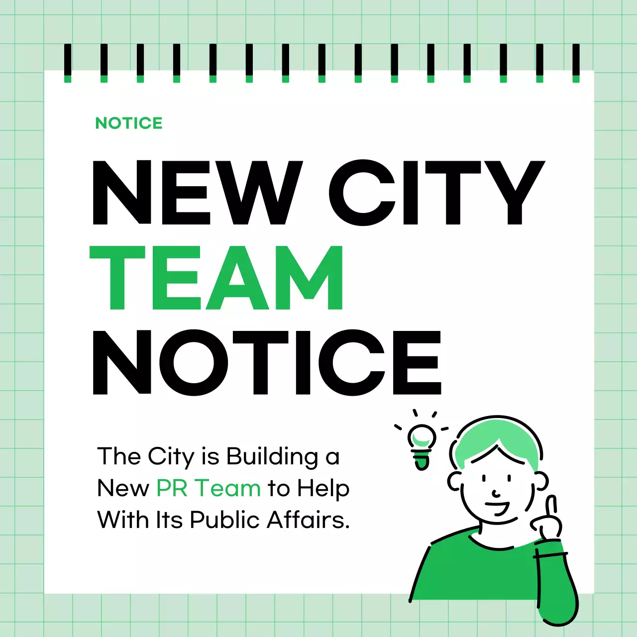Green Minimal Team Notice Social Media Post