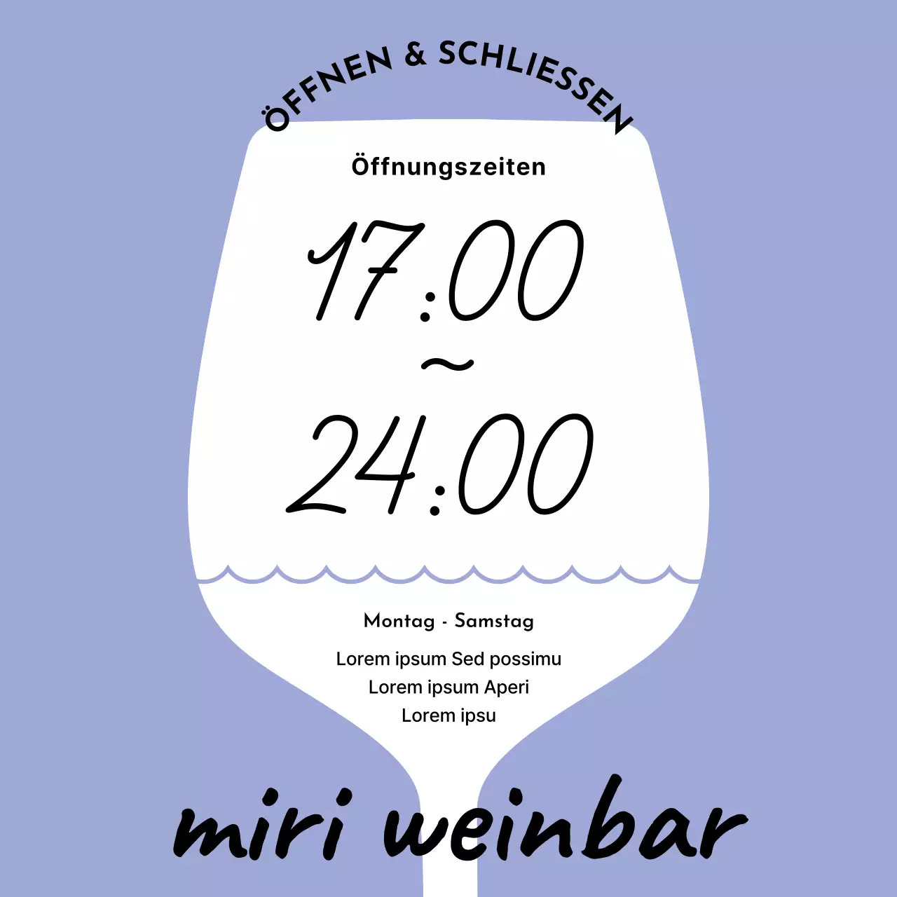 Einfache hellblaue Ankündigung der Betriebszeiten