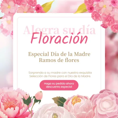 Anuncio Floristería Día de la Madre Rosa y Blanco Clásico