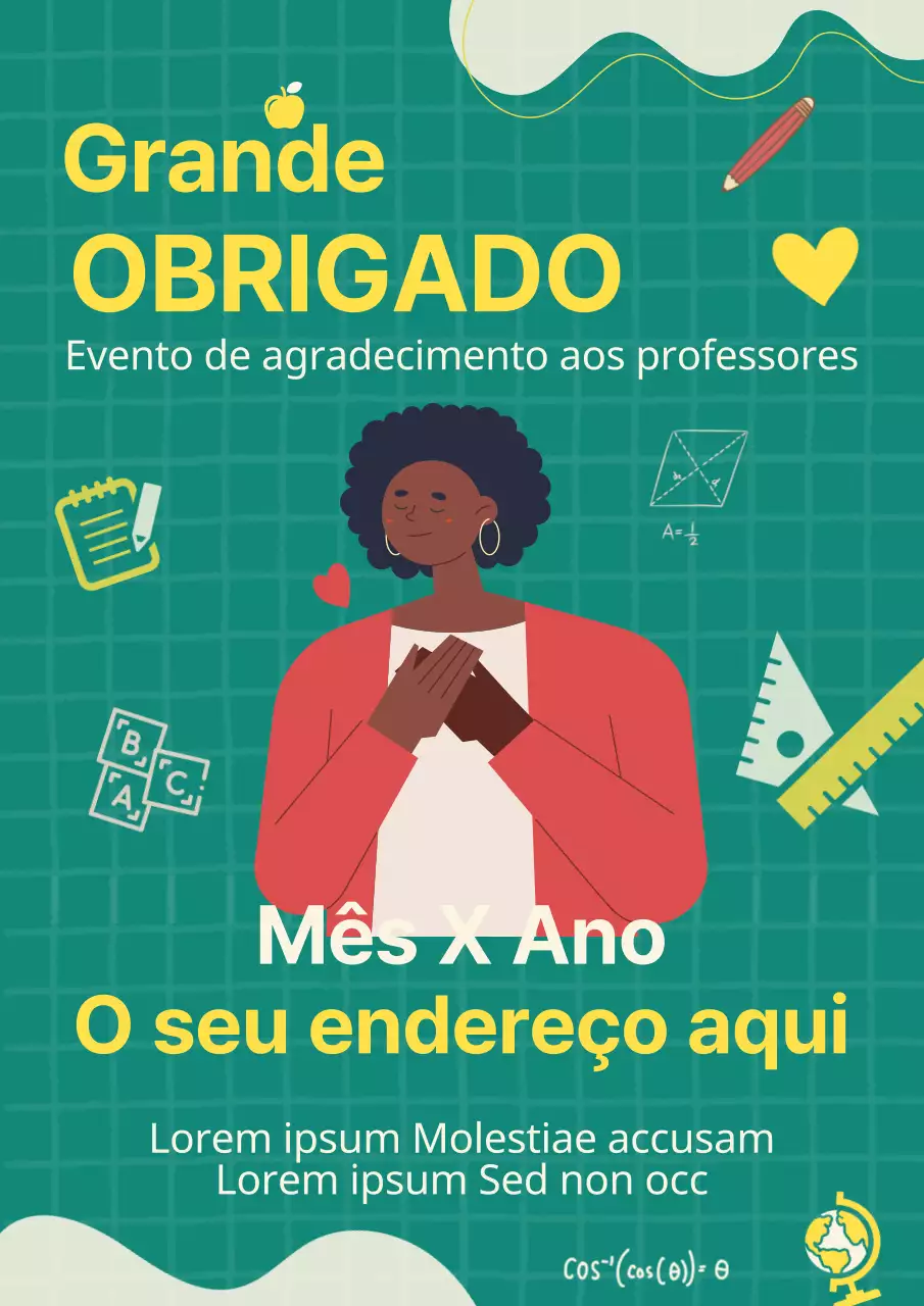Publicidade verde e amarela para o evento do Dia do Professor