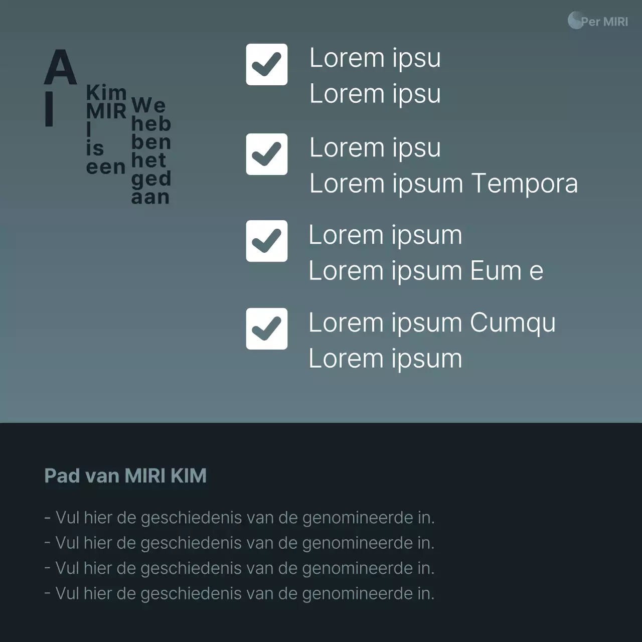 Een eenvoudige campagneadvertentie in marineblauw en wit