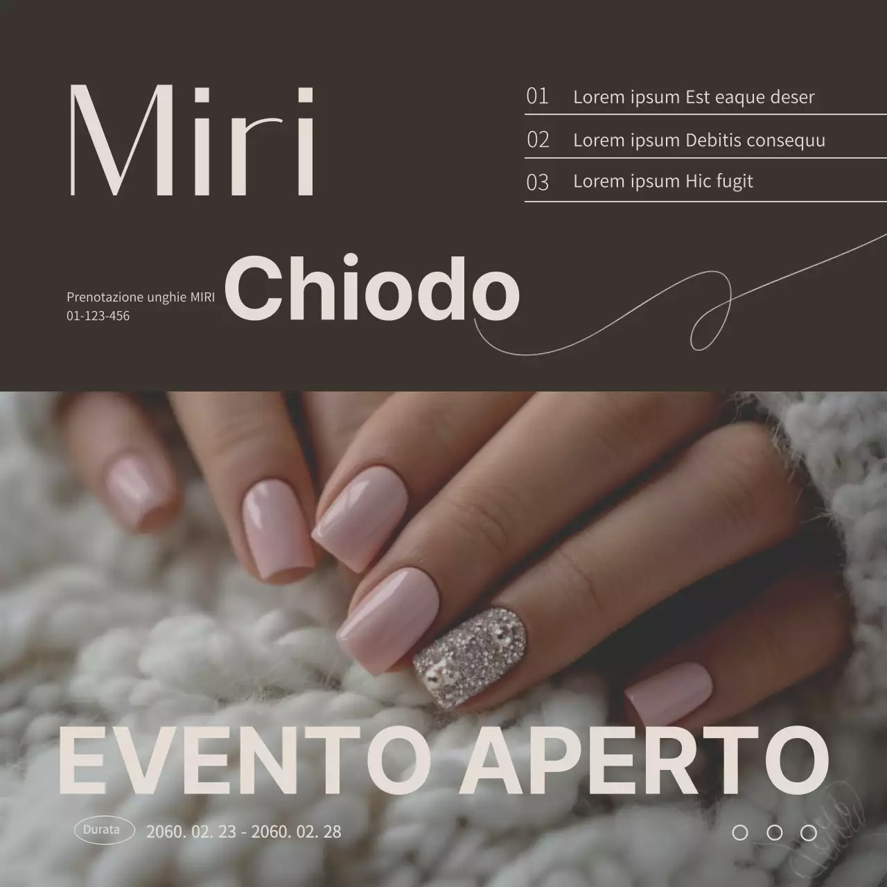 Sull'evento di apertura di un semplice salone per unghie in marrone e avorio