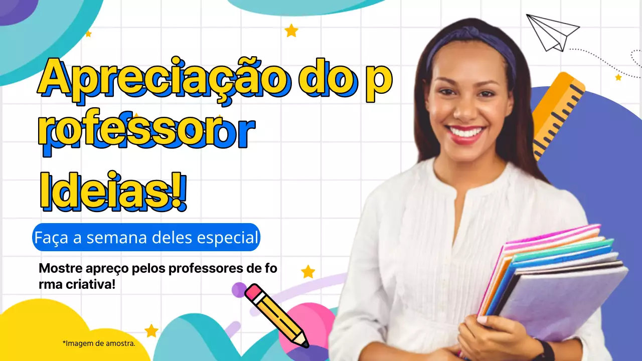 Publicidade geométrica amarela e azul de valorização do dia do professor