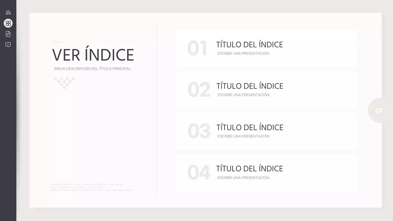 Presentación con un sencillo diseño de fondo básico en azul marino y marfil