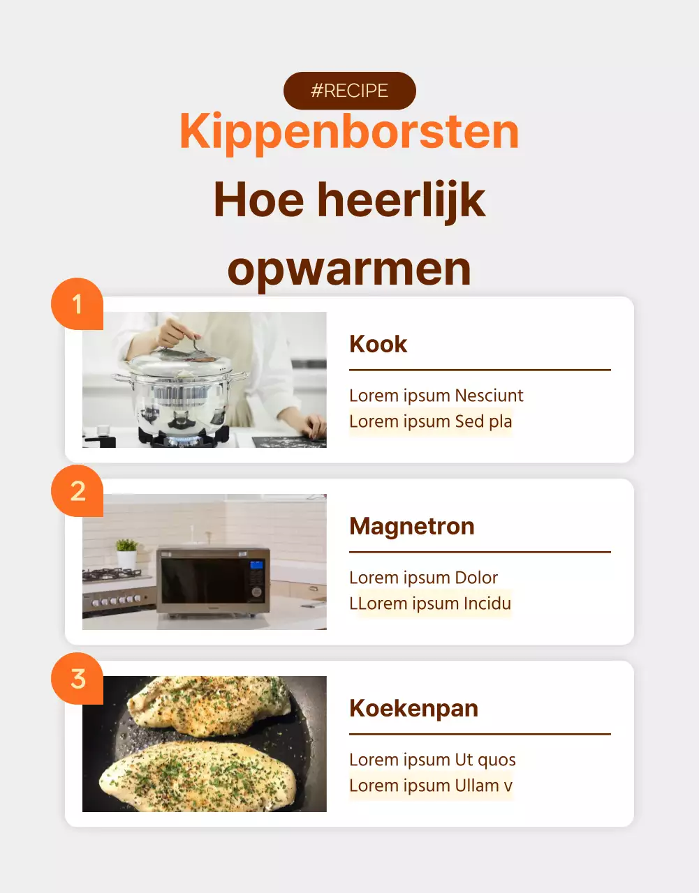 Promoot Simpel Dieet Kippenborstjes in Oranje en Bruin