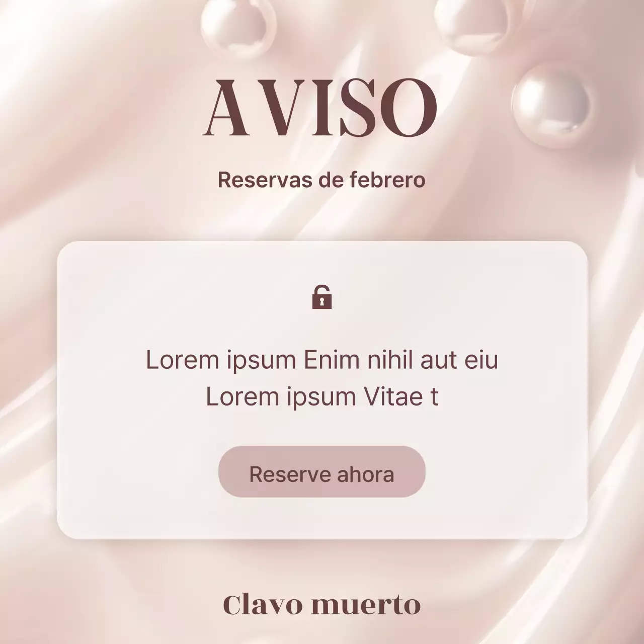 Anuncio de cita previa para un lujoso salón de manicura en color beige