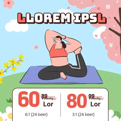 Schattige schoolvakantie workout advertentie met een lichtblauwe achtergrond
