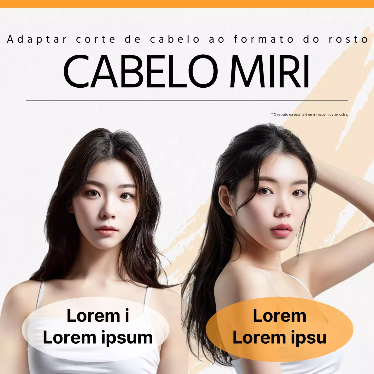 Modelo de cabelo padrão laranja antes e depois dos anúncios