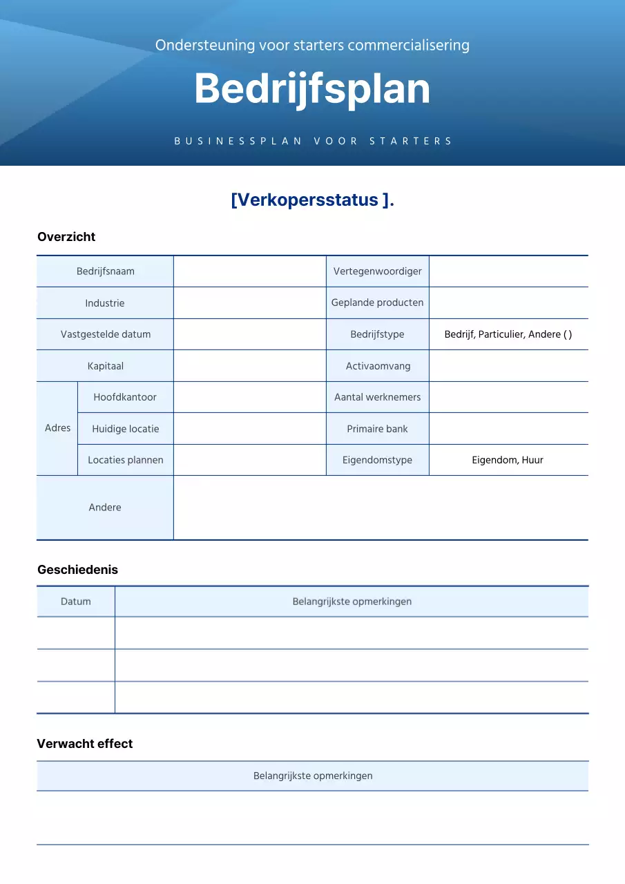 Eenvoudig ondernemingsplan van Blue