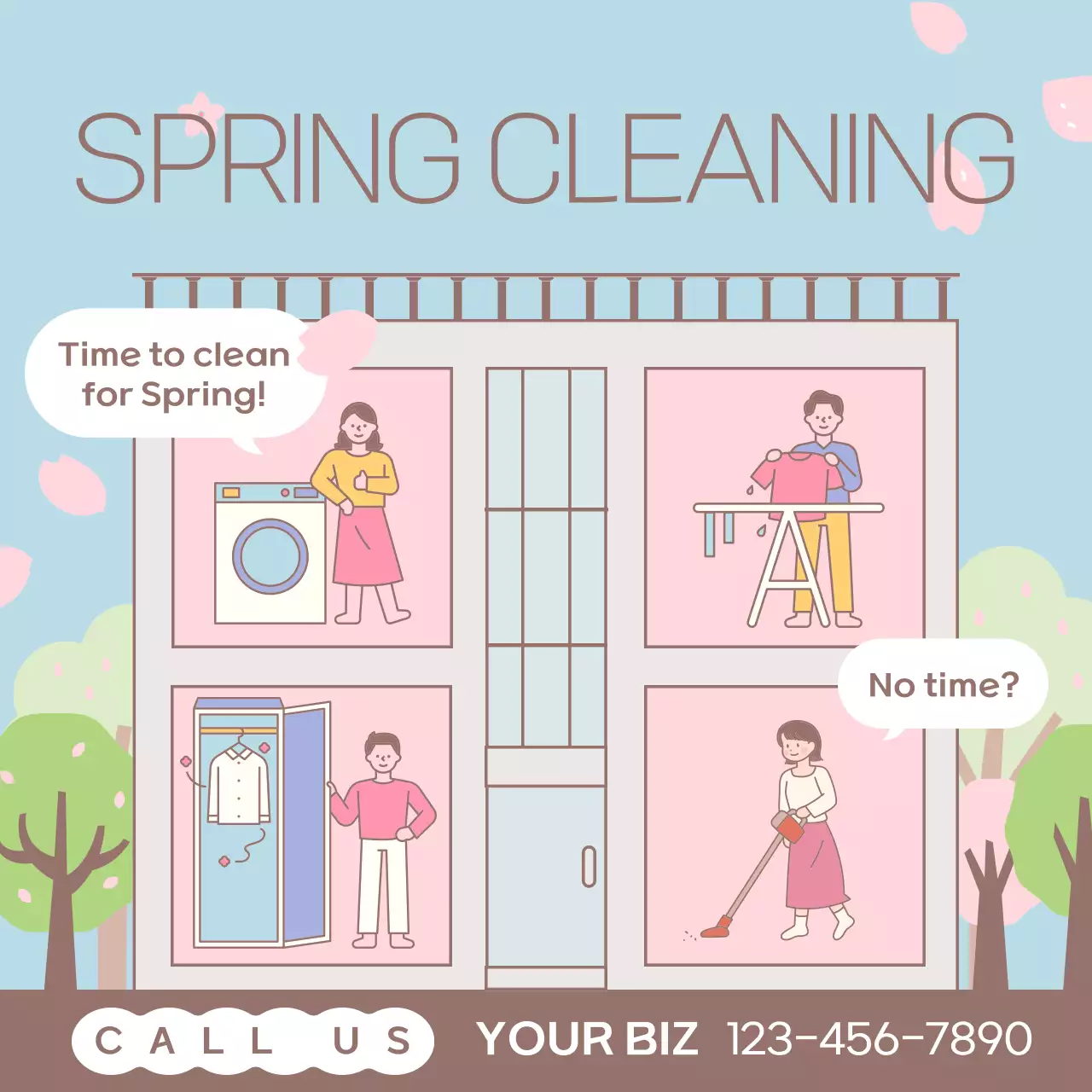 Blue Minimal Cleaning Promotion Social Media Post