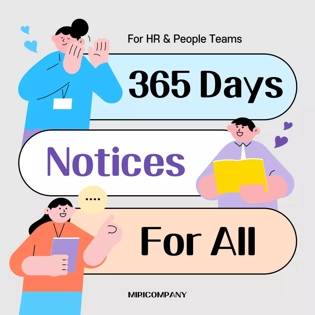 A gray and rainbow HR one-year announcement