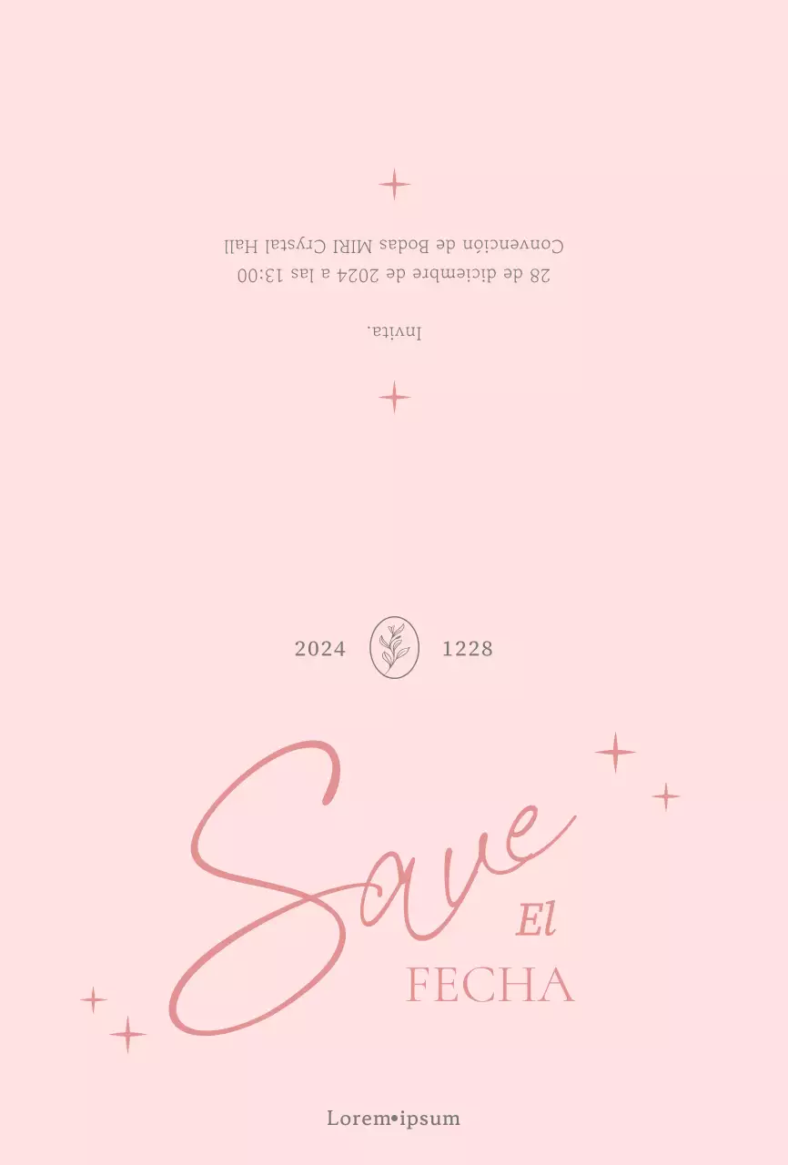 Elegante invitación con fuente cursiva rosa tono sobre tono