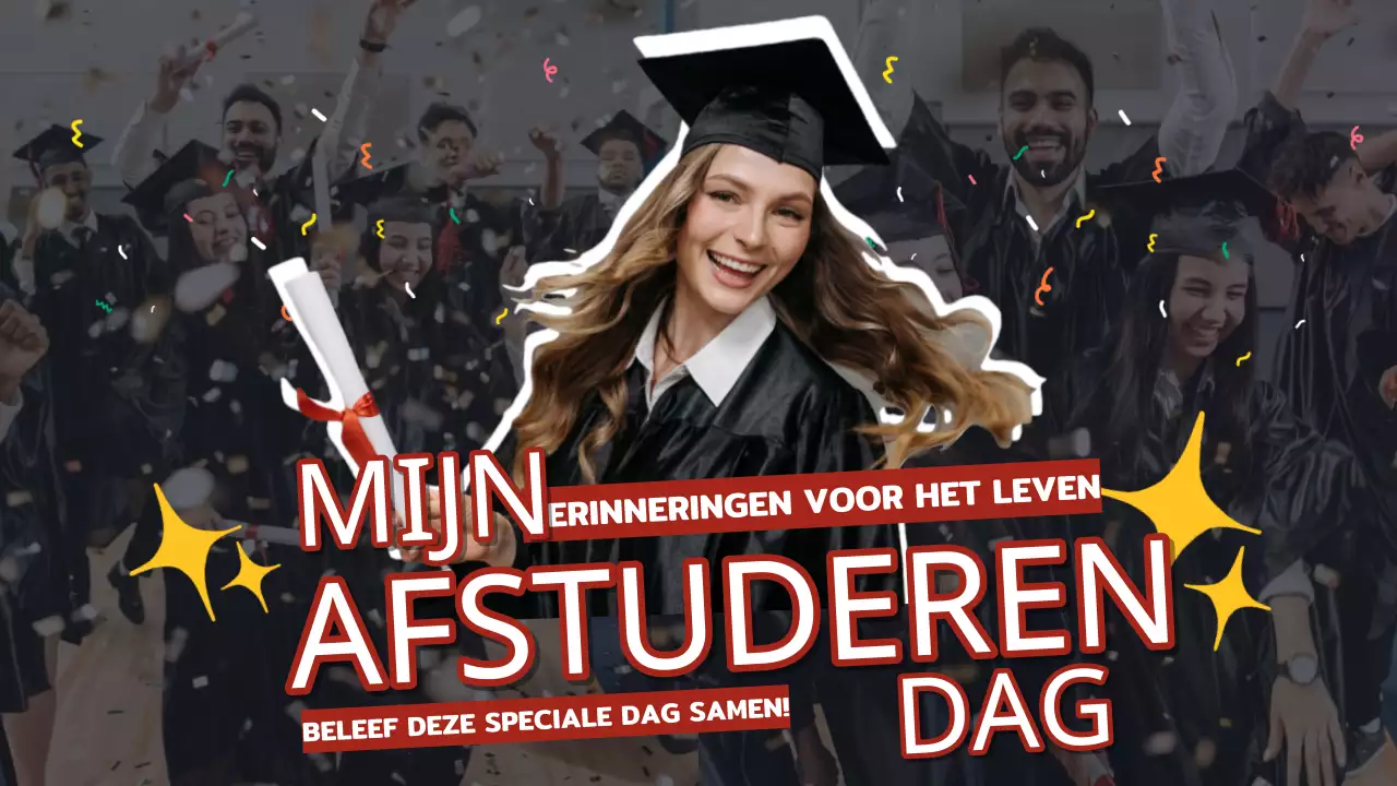 Een trendy afstudeerverhaal in rood en geel