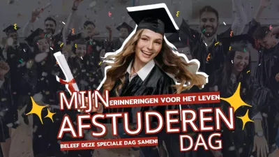 Een trendy afstudeerverhaal in rood en geel