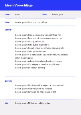 Ein einfacher Vorschlag für eine Planungsidee in Blau