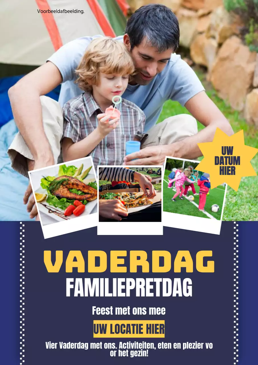 Navy en Geel Trendy Vaderdag Evenement Publiciteit