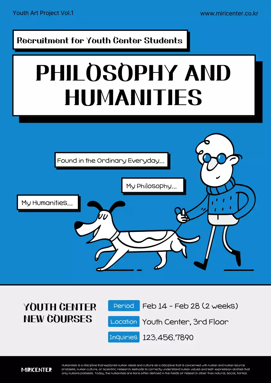 Blue Minimal Humanities Recruitment Poster