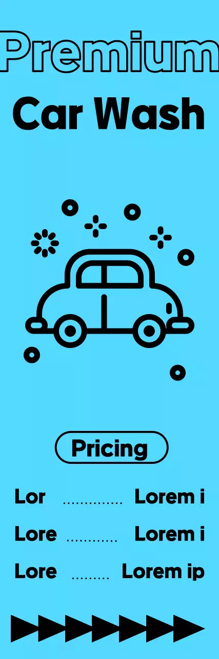 Car wash locations and prices in black text on a blue background