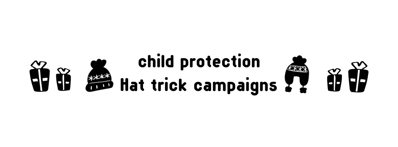 Logo chiến dịch với hình minh họa mũ dệt kim dễ thương