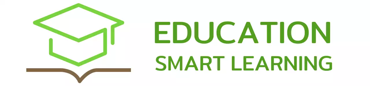 Smart Learning with a green bachelor's cap and book illustration logo