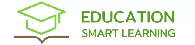Smart Learning with a green bachelor's cap and book illustration logo
