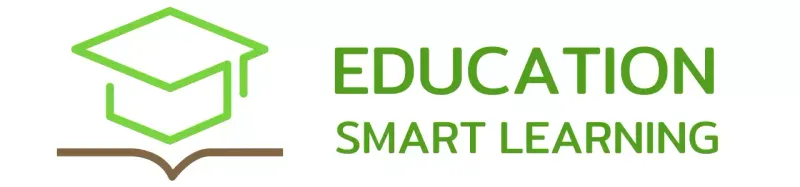 Smart Learning with a green bachelor's cap and book illustration logo