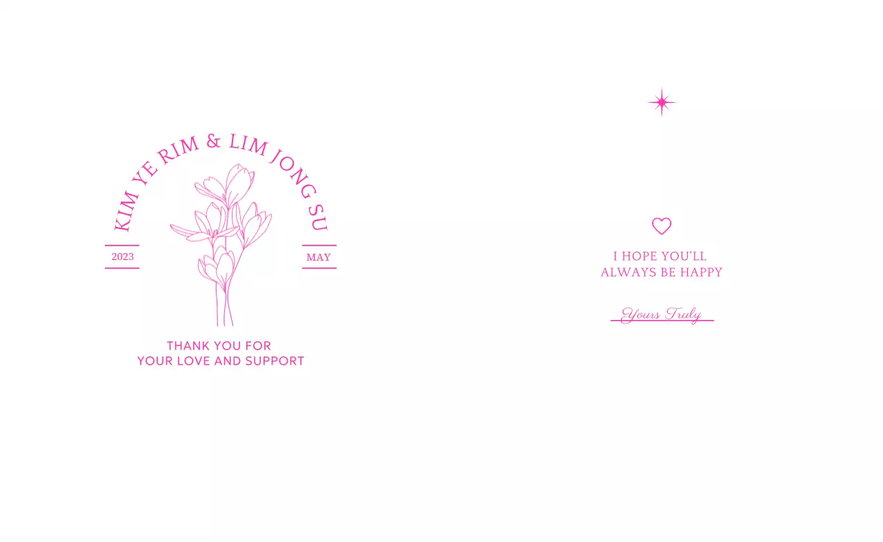 타이포그래피와 꽃 일러스트를 활용한 결혼식 답례품 디자인