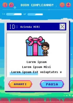 Auguri di compleanno in stile retrò in azzurro e rosa