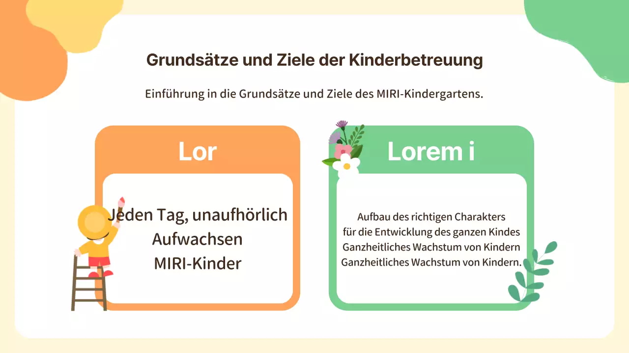 Orientierungspräsentation für die gelbe Kindertagesstätte