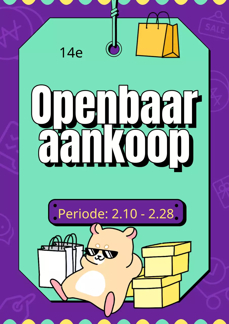 Een eenvoudige co-buy advertentie in paars en mint