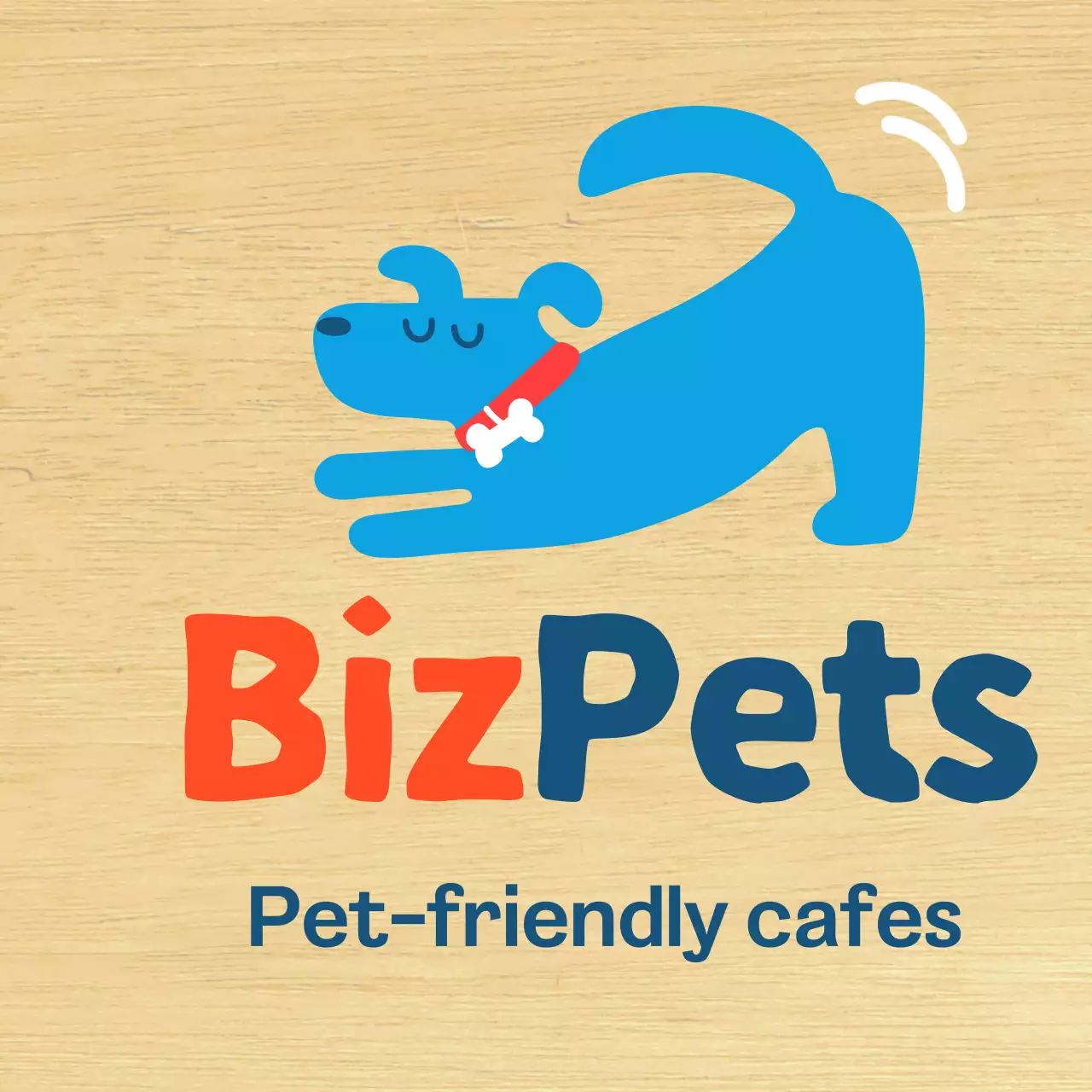 Promote a simple blue cute puppy cafe