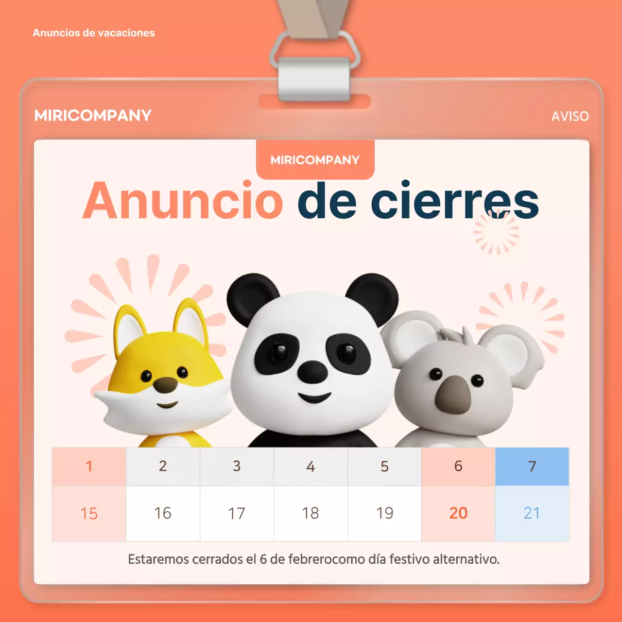 Moderno planificador de anuncios de empresa de un año en blanco y azul claro