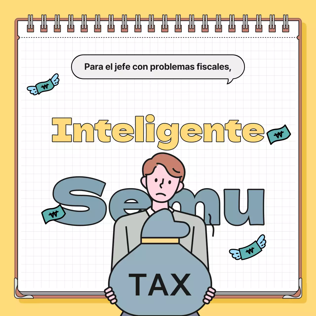 Información fiscal minimalista en amarillo y azul