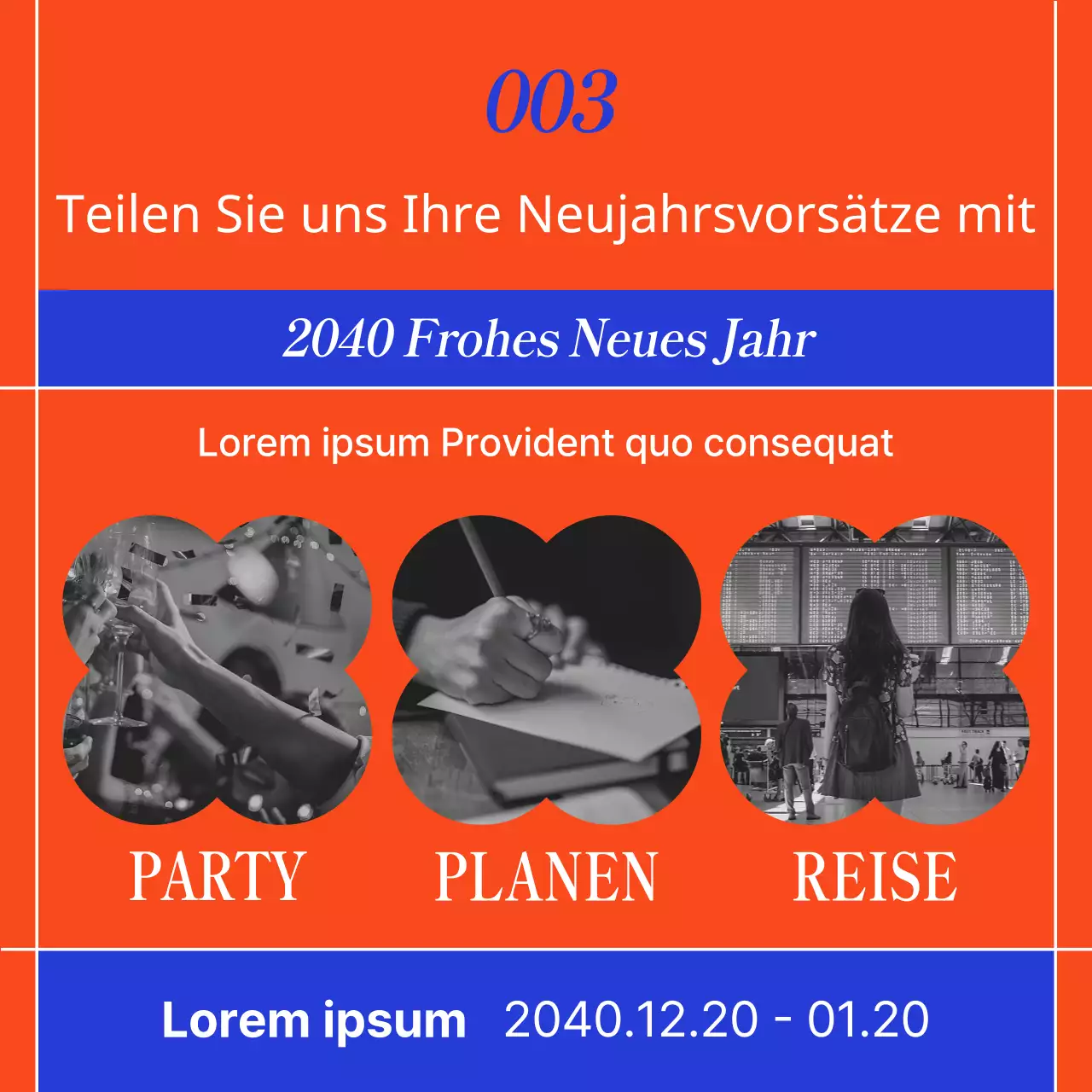 Fördern Sie eine orientalische Urlaubsvorlage in Rot und Blau