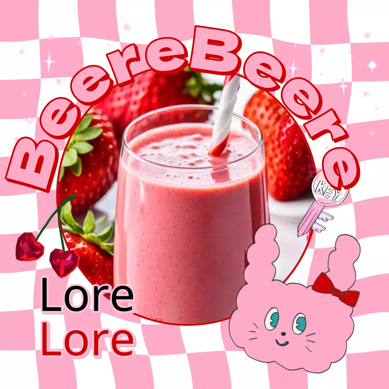 Werbung für kitschigen Café-Erdbeersaft in Rosa und Rot