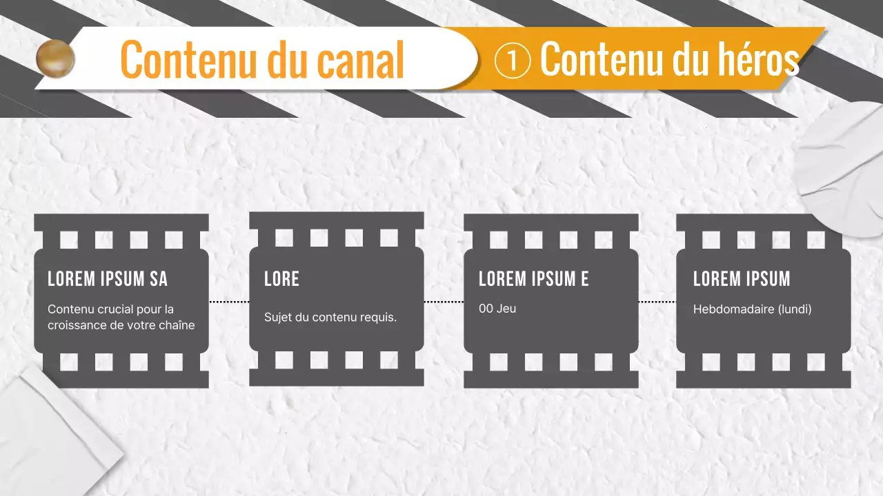 Pitch de planification du contenu vidéo, gris et jaune, à la mode