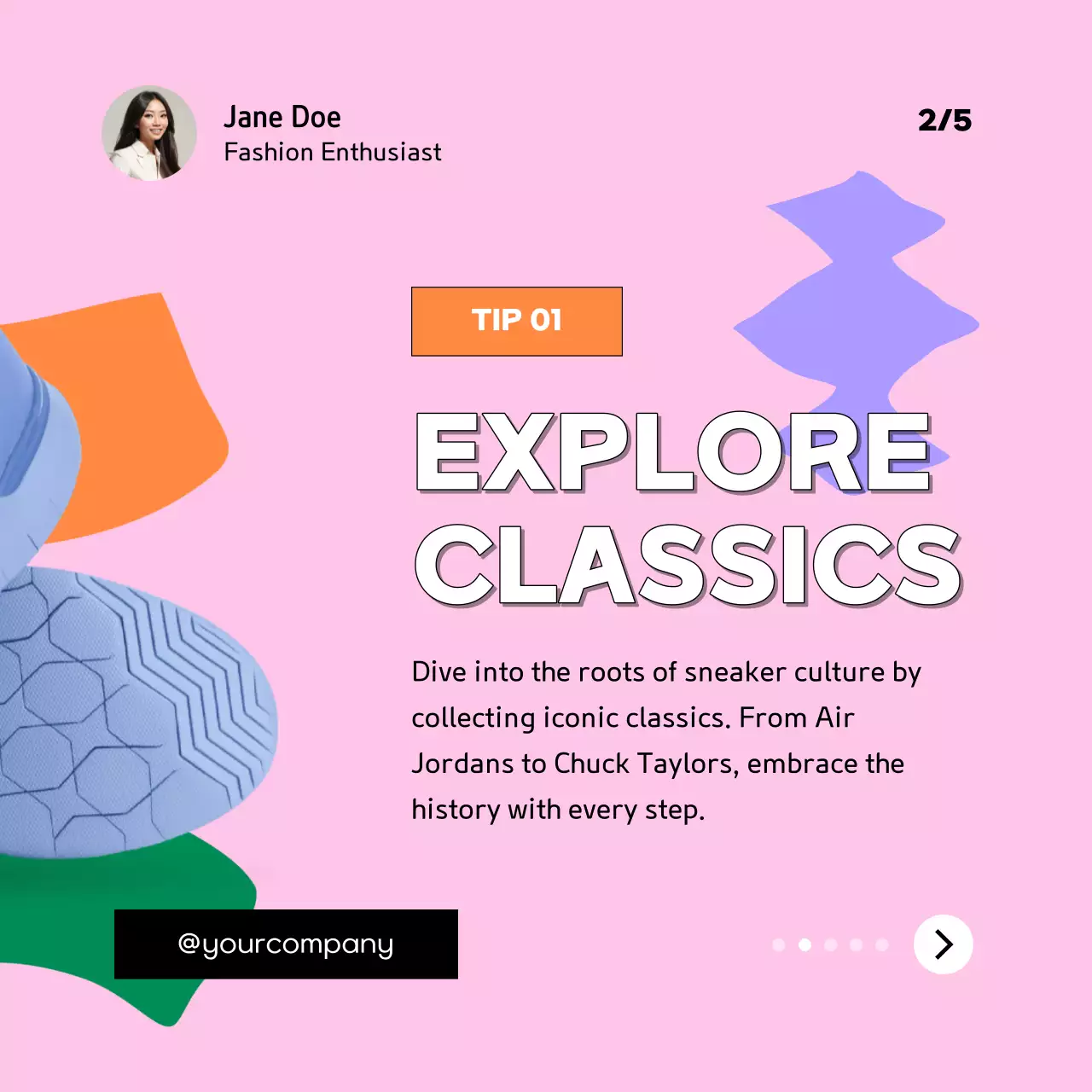 Purple Modern Sneaker Guide Social Media Post