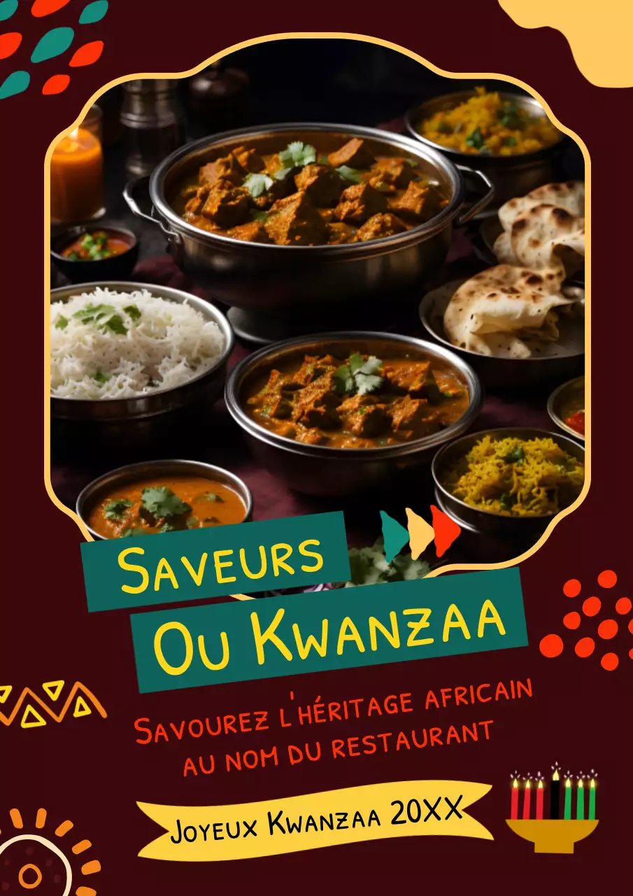 Rouge et jaune Publicité pour la célébration traditionnelle de Kwanzaa