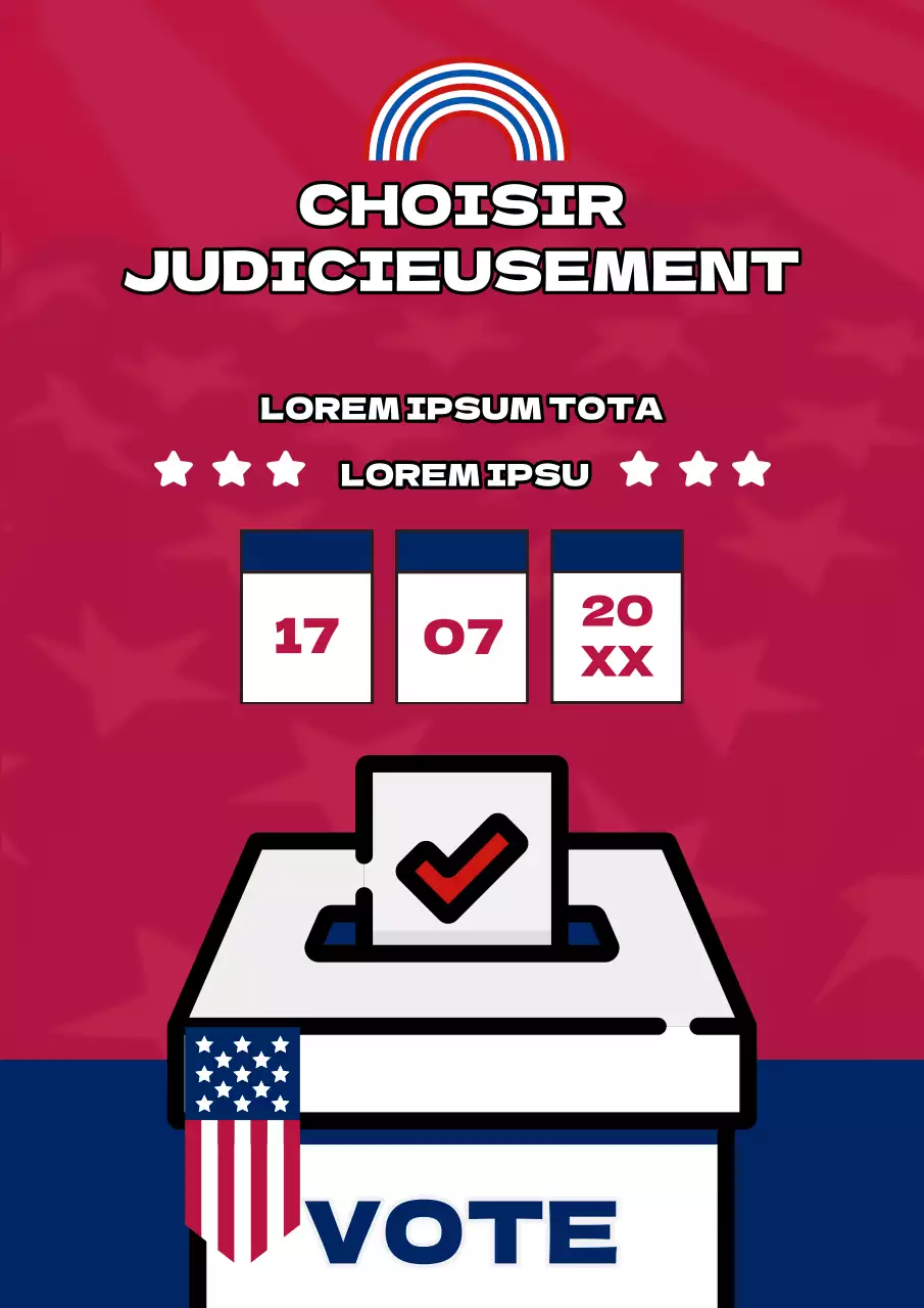 Avis de jour d'élection kitsch rouge et bleu
