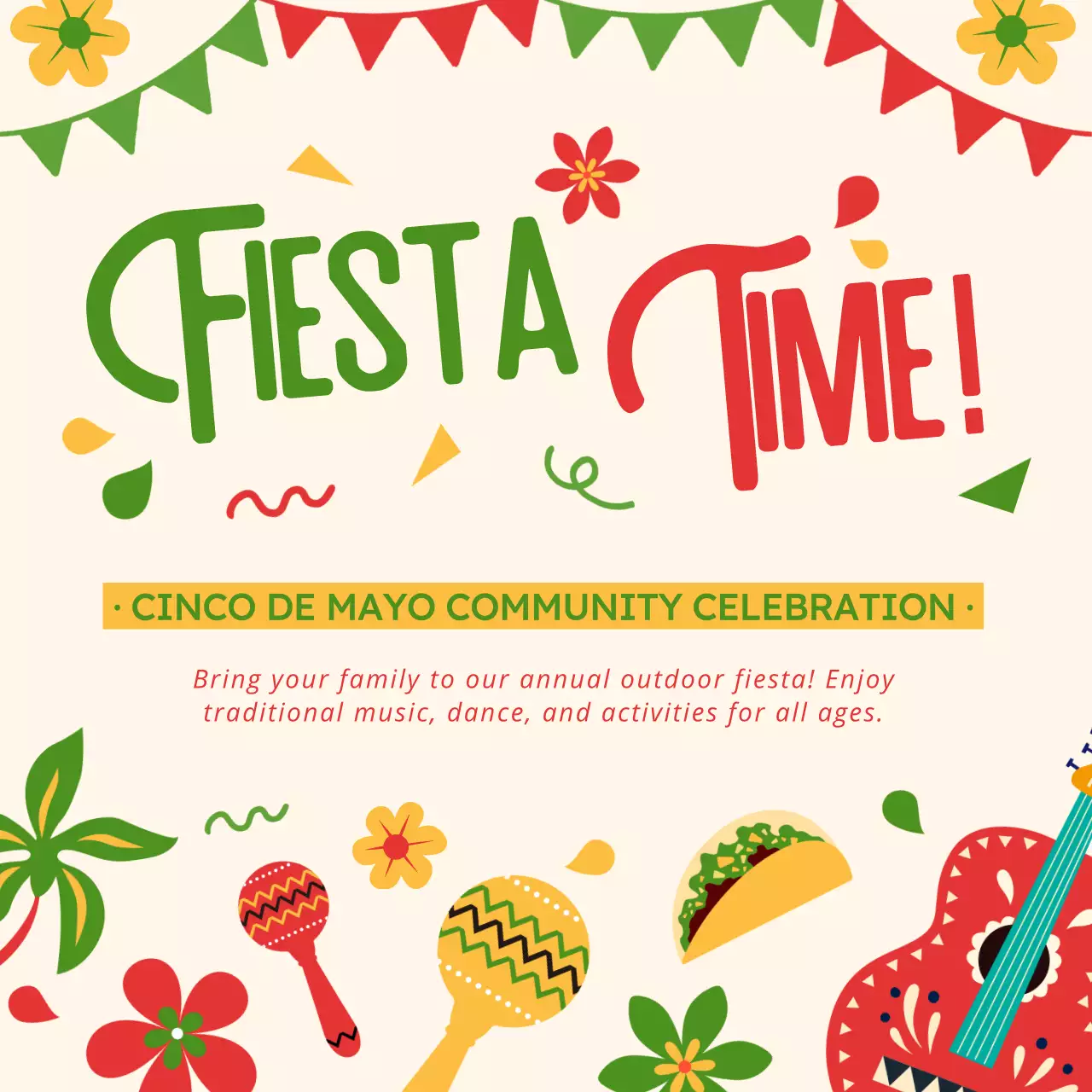 Red Traditional Fiesta Announcement Social Media Post