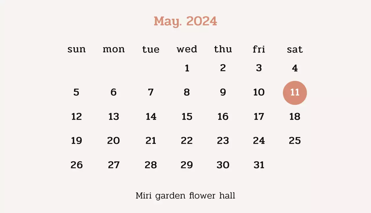 ピンク色の華やかで高級感のある大理石の背景と英字フォントの結婚式のカレンダー