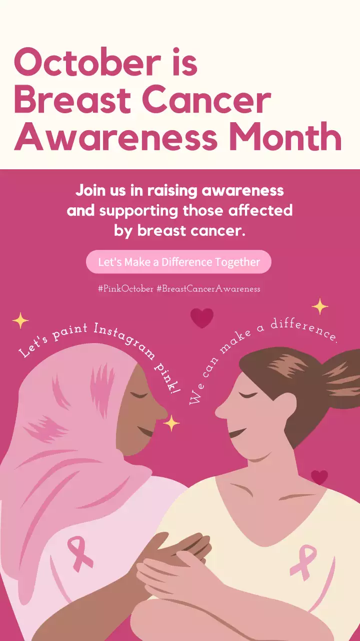 Pink Modern Cancer Awareness Promotion Instagram Post