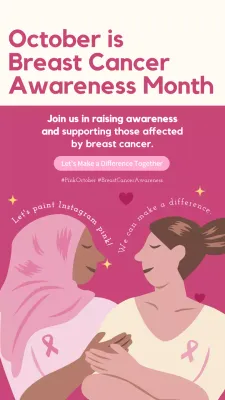 Pink Modern Cancer Awareness Promotion Instagram Post
