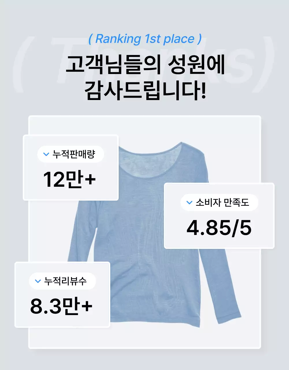 파랑과 흰색의 트렌드한 패션 모바일 상세페이지 홍보