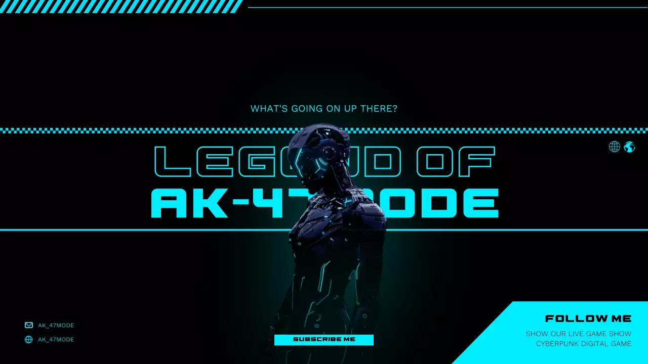 Promote a cyberpunk gaming channel in neon and black