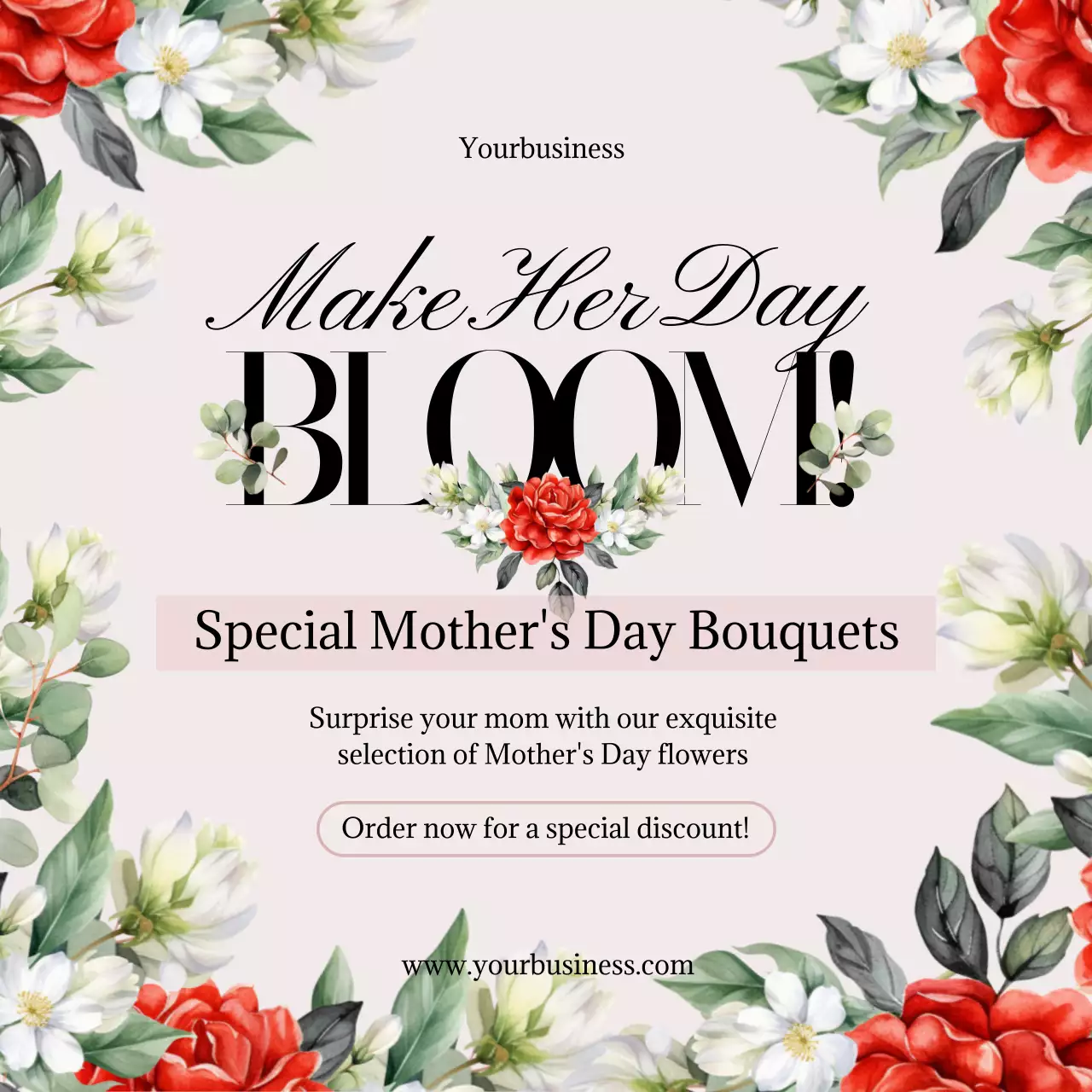 Beige Floral Mother's Day Promotion Social Media Post