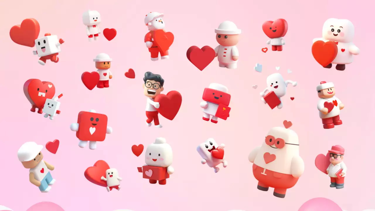 발렌타인데이 하트 캐릭터 데코레이션