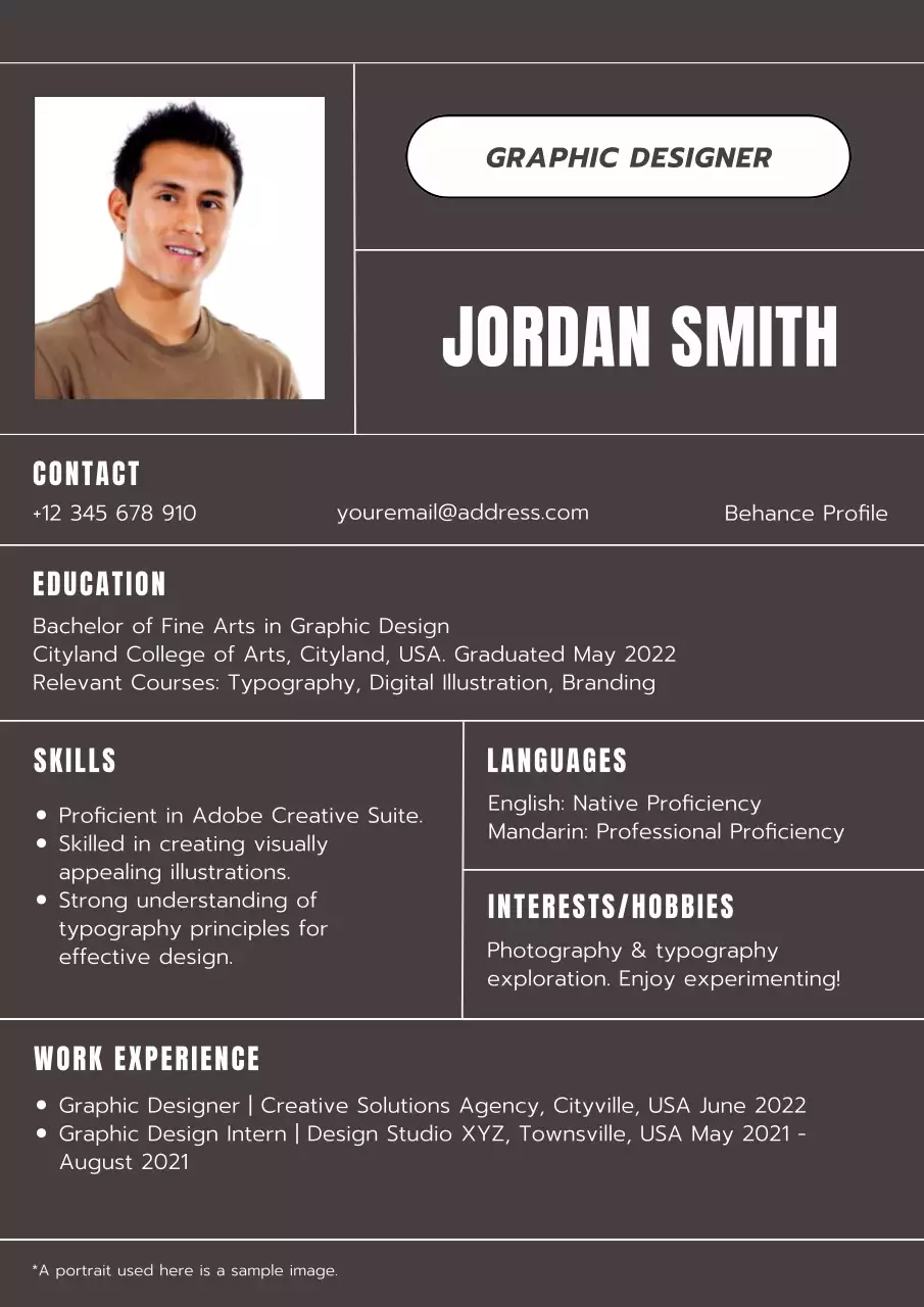 Brown Professional Graphic Designer Resume