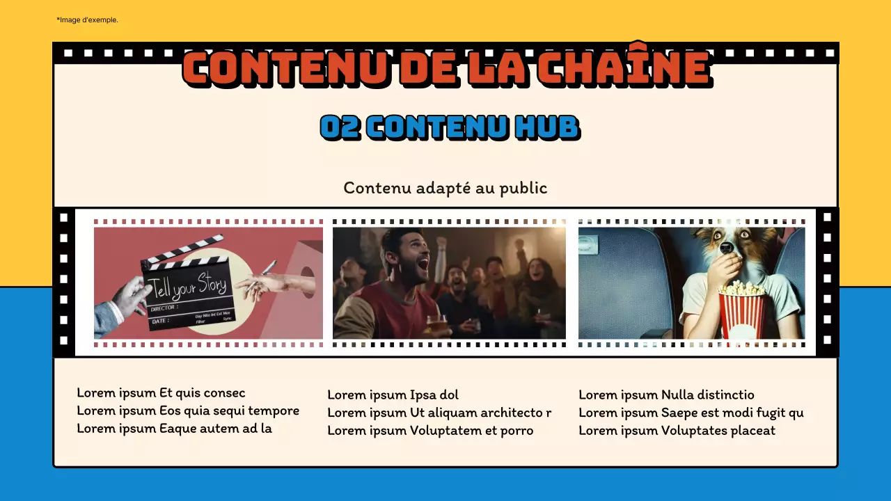 Proposition de planification d'un canal vidéo rétro bleu et jaune