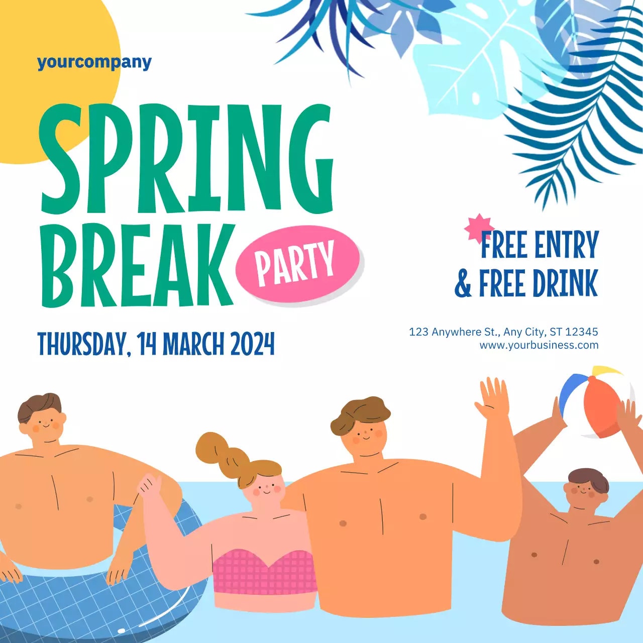 Blue Trendy Party Advertisement Social Media Post